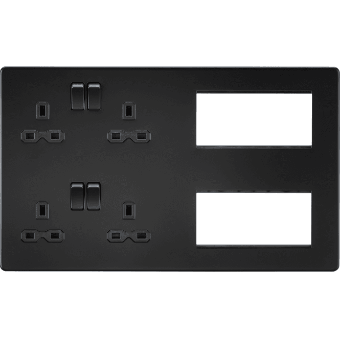 Knightsbridge Switches and Sockets SFR298MBB Screwless Combination Plate in Matt Black