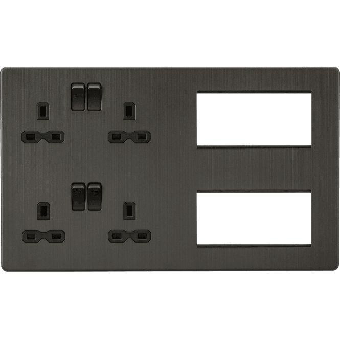 Knightsbridge Switches and Sockets SFR298SB Screwless Combination Plate in Smoked Bronze