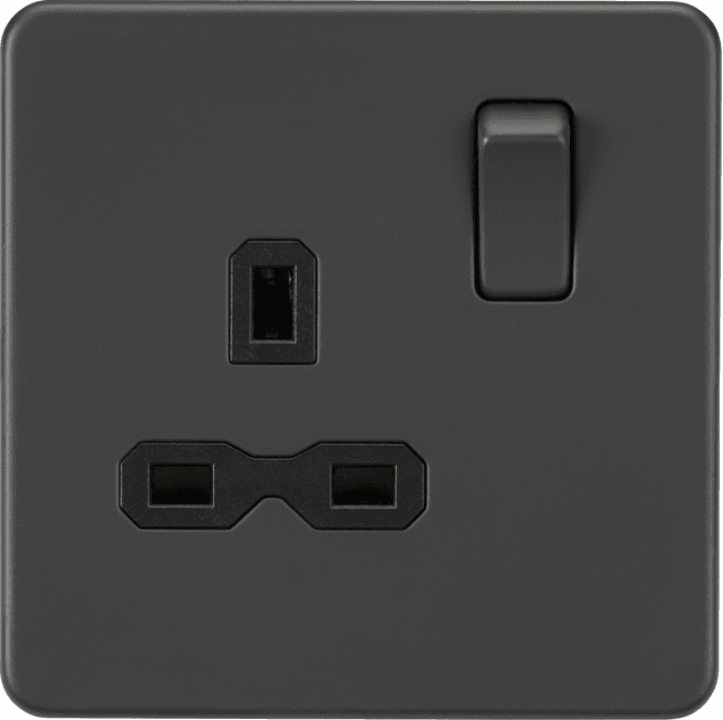 Knightsbridge Switches and Sockets SFR7000AT Screwless Single Switched Socket in Anthracite