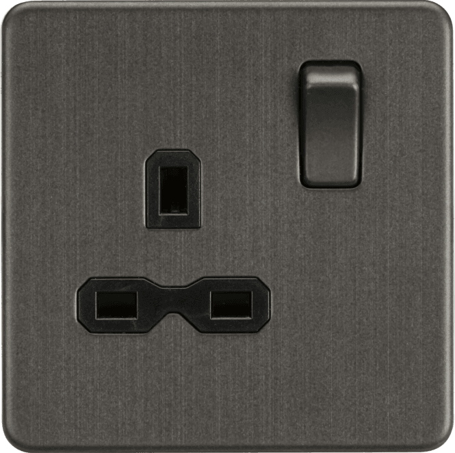 Knightsbridge Switches and Sockets SFR7000SB Screwless Single Switched Socket in Smoked Bronze