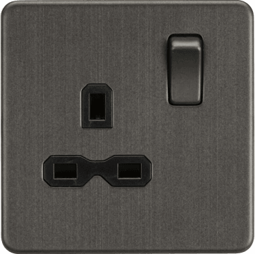 SFR7000SB Screwless Single Switched Socket in Smoked Bronze