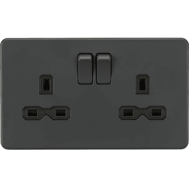 SFR9000AT Screwless Double Switched Socket in Anthracite