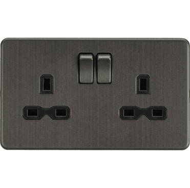 SFR9000SB Screwless Double Switched Socket in Smoked Bronze