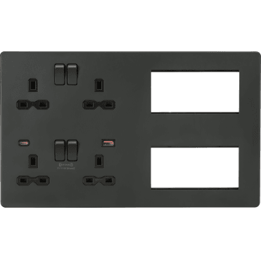 SFR998AT Screwless Multimedia Combination Plate and Dual USB Ports A+C (12V DC 1.5A MAX 18W) in Anthracite