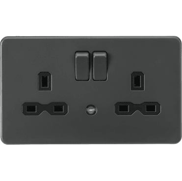 SFR9NLAT Screwless Double Switched Socket with Photocell Nightlight Function in Anthracite