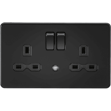 SFR9NLMBB Screwless Double Switched Socket with Photocell Nightlight Function in Matt Black