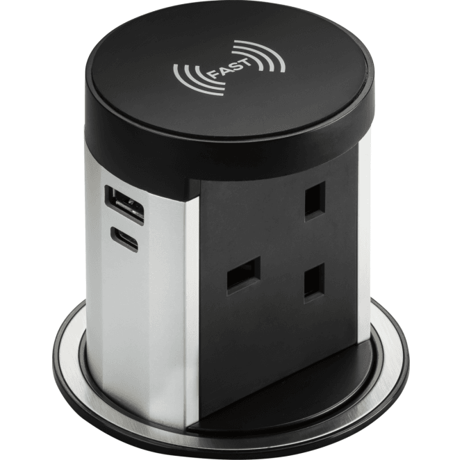 Knightsbridge Switches and Sockets SK0016 13A Pop Up Socket with 10W Wireless Charger with Dual USB