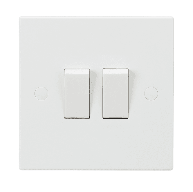 Knightsbridge Switches and Sockets SN3000 Square Edged 2G 2W Switch in White