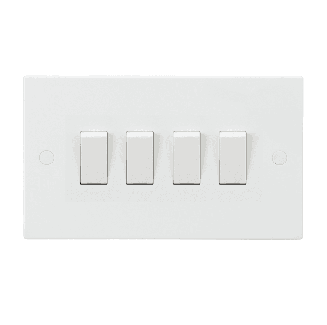Knightsbridge Switches and Sockets SN4100 Square Edged 4G 2W Switch in White