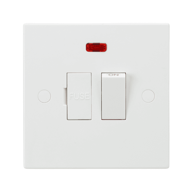 Knightsbridge Switches and Sockets SN6300N Square Edged 13A Switched Fused Spur with Neon in White