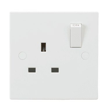 SN7000 Square Edged Single Switched Socket in White