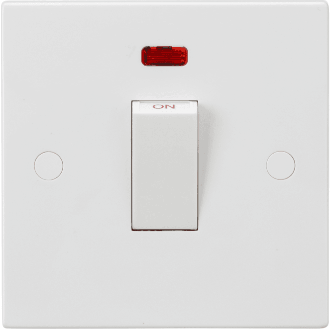 Knightsbridge Switches and Sockets SN8331NW Square Edged 1G 45A DP Switch with Neon in White