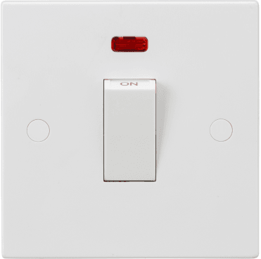 SN8331NW Square Edged 1G 45A DP Switch with Neon in White