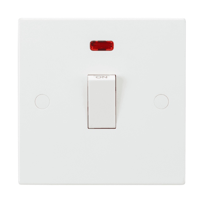 Knightsbridge Switches and Sockets SN8341N Square Edged 20A 1G DP Switch with Neon in White