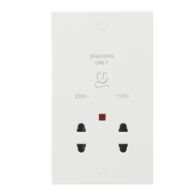 Knightsbridge Switches and Sockets SN8900N Square Edged Dual Voltage Shaver Socket in White