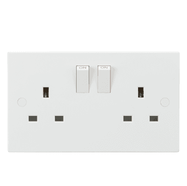 SN9000 Square Edged Double Switched Socket in White