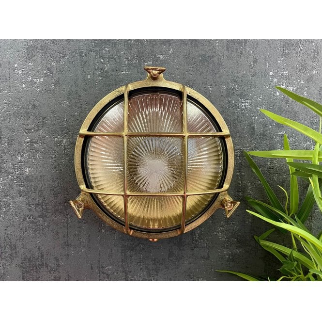 Lampfix Navigator 05841 Outdoor IP64 1 Light  Small Porthole Bulkhead Light in a Raw Brass Finish
