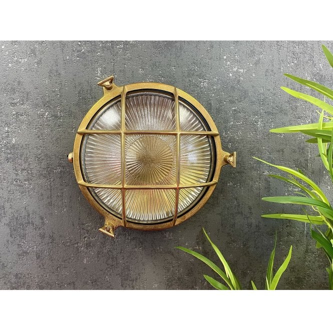 Lampfix Navigator 05842 Outdoor IP64 1 Light Large Pothole Bulkhead Light in a Raw Brass Finish