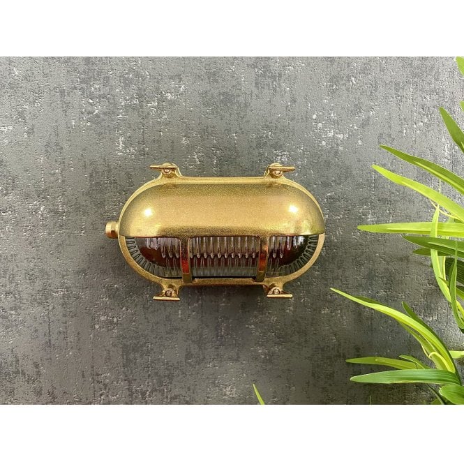Lampfix Navigator 05843 Outdoor IP64 1 Light Eyelid Bulkhead Light in a Raw Brass Finish
