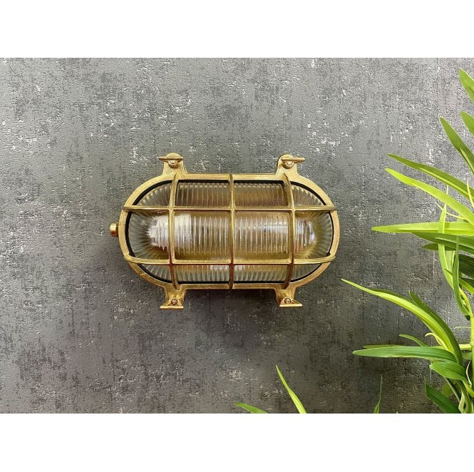 Lampfix Navigator 05844 Outdoor IP64 1 Light Large Standard Bulkhead Light in a Raw Brass Finish
