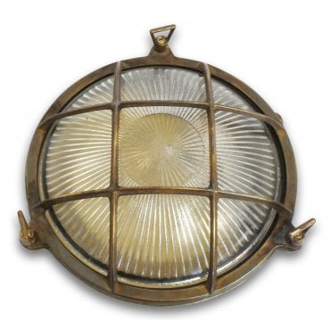 Navigator 05847 Outdoor IP64 1 Light Small Porthole Bulkhead Light in an Antique Brass Finish