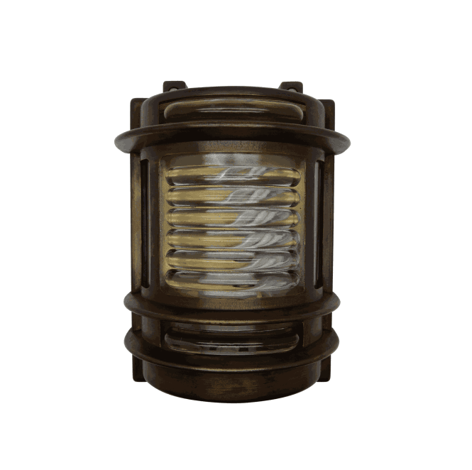 Lampfix Navigator 09005 Outdoor IP64 1 Light Wall Light in an Antique Brass Finish
