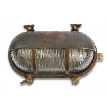 Navigator 09010 Outdoor IP64 1 Light Eyelid Bulkhead Light in an Antique Brass Finish