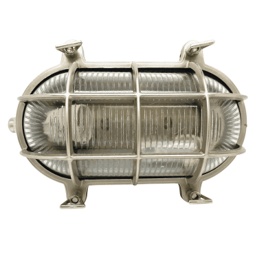 Navigator 09012 Outdoor IP64 1 Light Large Standard Bulkhead Light in a Satin Nickel Finish