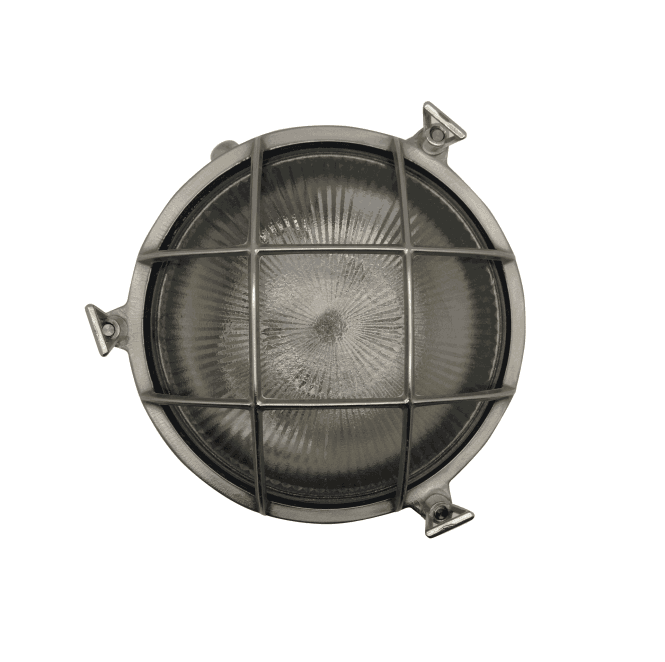 Lampfix Navigator 09021 Outdoor IP64 1 Light  Large Porthole Bulkhead Light in a Satin Nickel Finish