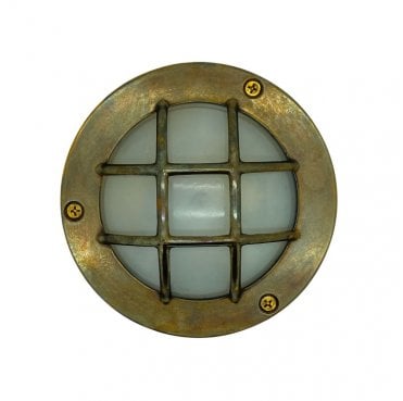 Navigator 09044 Outdoor IP64 1 Light Compact Mini Circular Bulkhead Light in an Antique Brass Finish