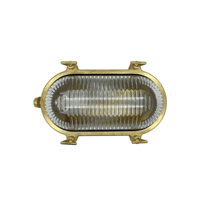 Lampfix Navigator 09105 Outdoor IP64 1 Light Small Standard Plain Bulkhead Light in a Solid Brass Finish