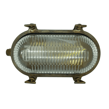 Navigator 09106 Outdoor IP64 1 Light Small Standard Plain Bulkhead Light in an Antique Brass Finish