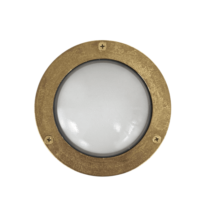 Lampfix Navigator 09113 Outdoor IP64 1 Light Compact Mini Circular Plain Bulkhead in a Raw Brass Finish