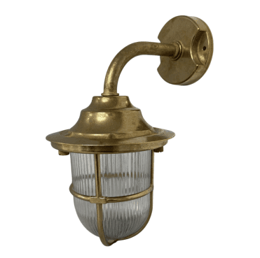 Navigator 09121 Outdoor IP64 1 Light Goose Neck Wall Lantern in a Raw Brass Finish