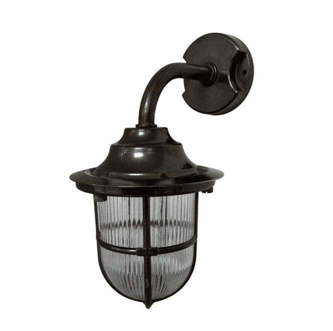 Lampfix Navigator 09122 Outdoor IP64 1 Light Goose Neck Wall Lantern in an Antique Brass Finish