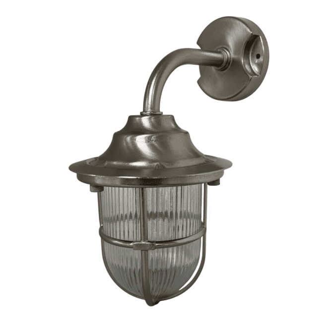 Lampfix Navigator 09123 Outdoor IP64 1 Light Goose Neck Wall Lantern in a Satin Nickel Finish