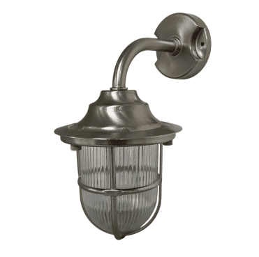 Navigator 09123 Outdoor IP64 1 Light Goose Neck Wall Lantern in a Satin Nickel Finish