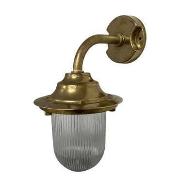 Navigator 09125 Outdoor IP64 1 Light Goose Neck Plain Wall Lantern in a Raw Brass Finish