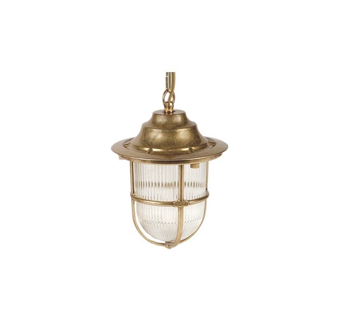 Lampfix Navigator 09130 Outdoor IP54 1 Light Pendant Lantern in a Raw Brass Finish
