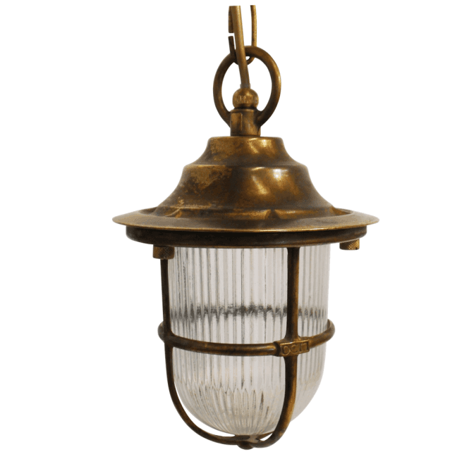 Lampfix Navigator 09141 Outdoor IP54 1 Light Pendant Lantern in an Antique Brass Finish