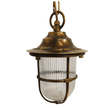Navigator 09141 Outdoor IP54 1 Light Pendant Lantern in an Antique Brass Finish