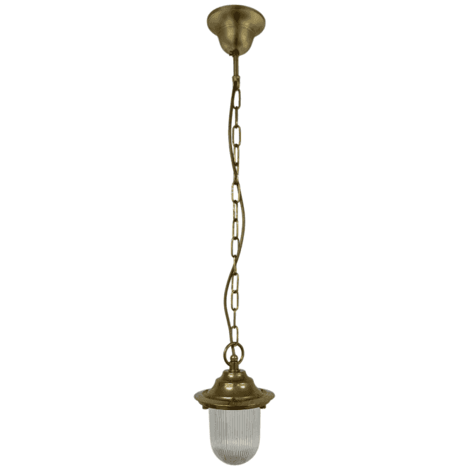 Lampfix Navigator 09149 Outdoor IP54 1 Light Plain Pendant Lantern in a Raw Brass Finish
