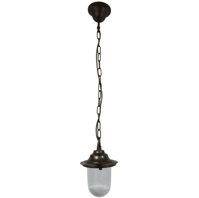 Lampfix Navigator 09150 Outdoor IP54 1 Light Plain Pendant Lantern in an Antique Brass Finish