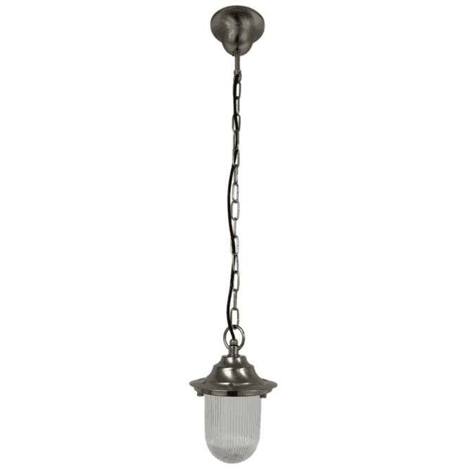 Lampfix Navigator 09151 Outdoor IP54 1 Light Plain Pendant Lantern in a Satin Nickel Finish