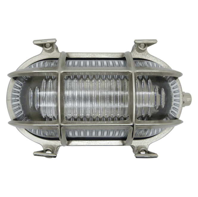 Lampfix Navigator 09304 Outdoor IP64 1 Light Small Standard Bulkhead Light in a Satin Nickel Finish