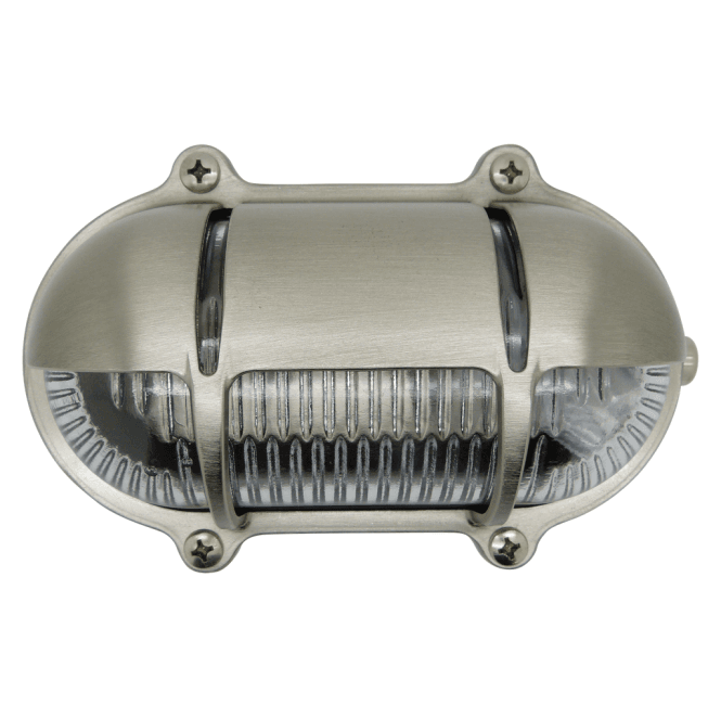 Lampfix Navigator 09305 Outdoor IP64 1 Light Decorative Eyelid Bulkhead Light in a Satin Nickel Finish