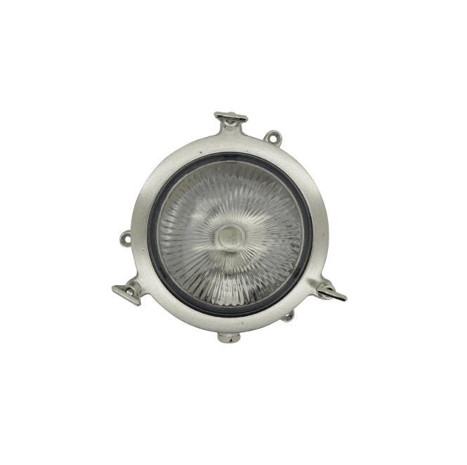 Lampfix Navigator 09309 Outdoor IP44 1 Light Plain Mini Porthole Bulkhead Light in a Satin Nickel Finish