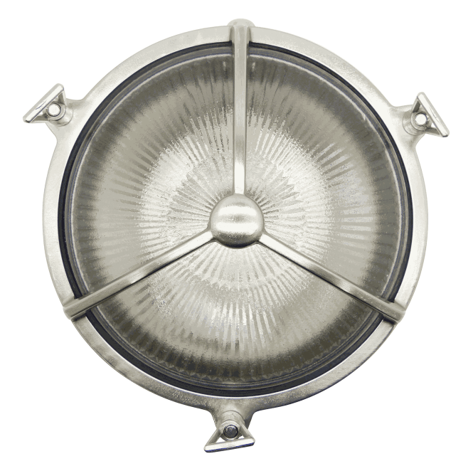 Lampfix Navigator 09310 Outdoor IP64 1 Light Trident Porthole Bulkhead Light in a Satin Nickel Finish