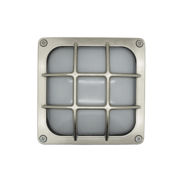 Navigator 09312 Outdoor IP64 1 Light Square Bulkhead Light in a Satin Nickel Finish