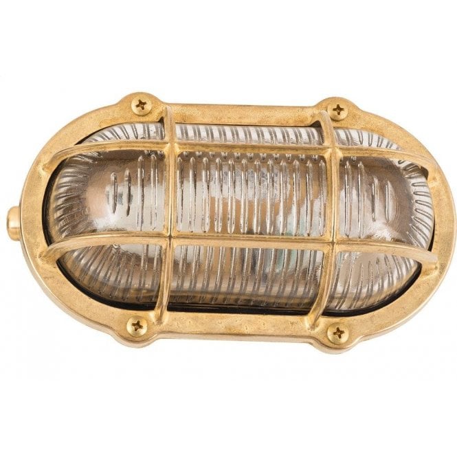 Lampfix Navigator 09605 Outdoor IP64 1 Light Commercial Slimline Bulkhead Light in a Raw Brass Finish